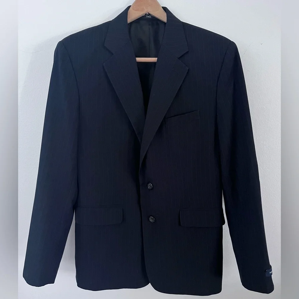 Nautica Blazer Suit Jacket Sportscoat Navy Blue w/ Pinstripe Boys 18 Regular